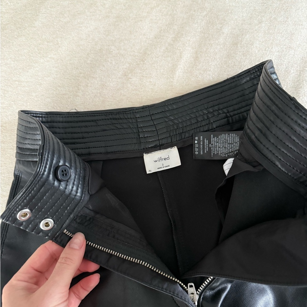 Wilfred Black Leather Straight Leg Pants